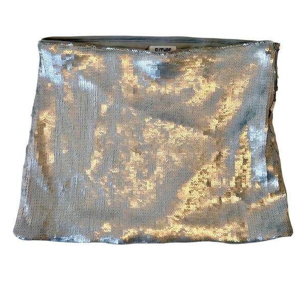NWOT Sequin Micro Mini Skirt Silver Festival Glam Sexy Bling Office Siren XS y3k - Picture 3 of 8